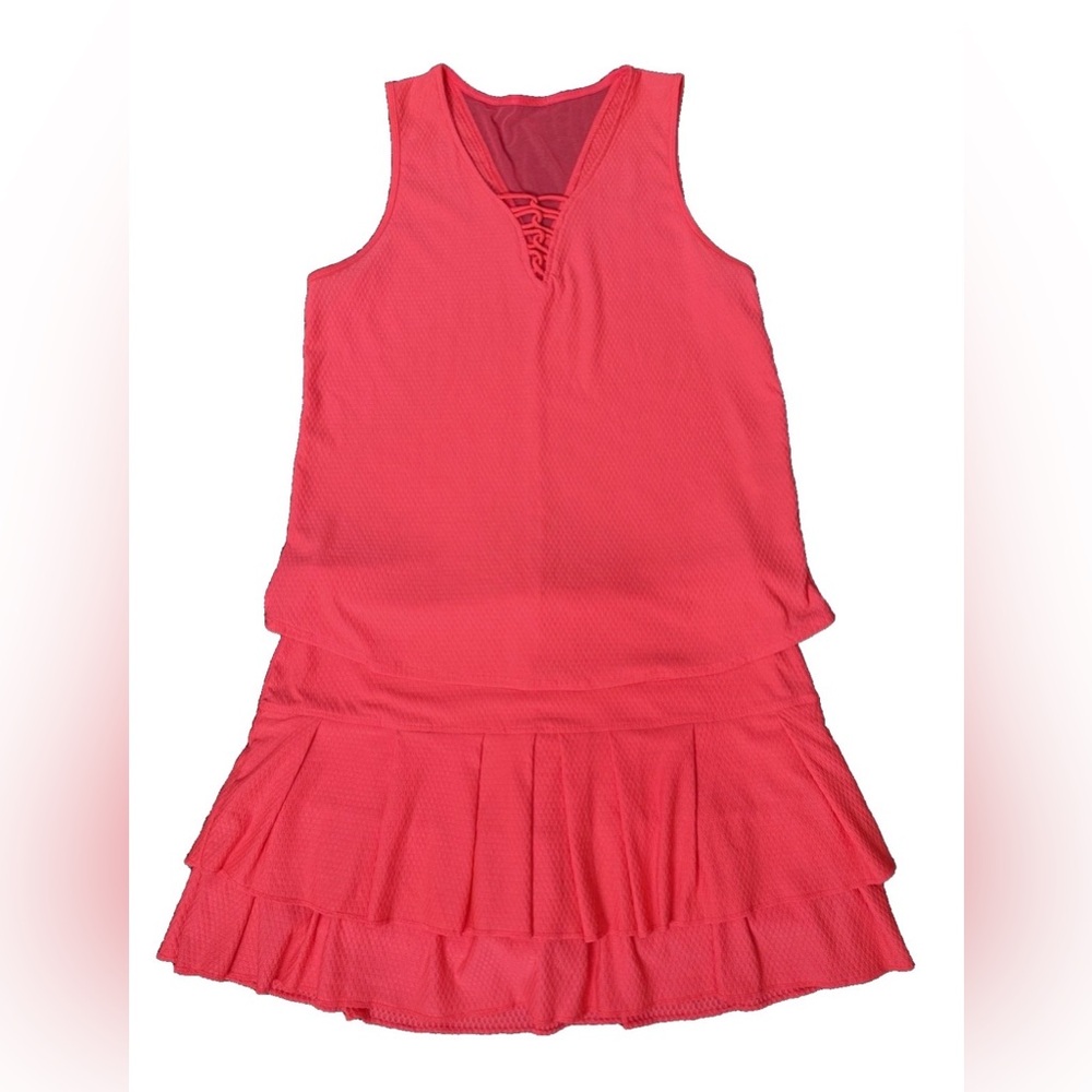 Lucky In Love Tennis Outfit Tank Top Skort Size XL(16) Textured Pink 2 Piece Set